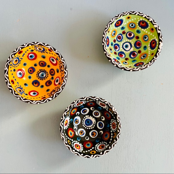 Bundle of 3 Handmade Evil Eye Protection Bowls - Picture 2 of 16